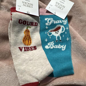 Gravy Baby  Gourd Vibes Fall Thanksgiving Friendsgiving Crew Socks Size 6~12 Lot